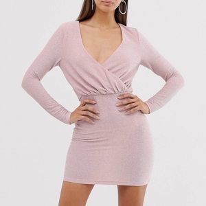 Girlcode for ASOS Long Sleeve Drape Glitter Dress